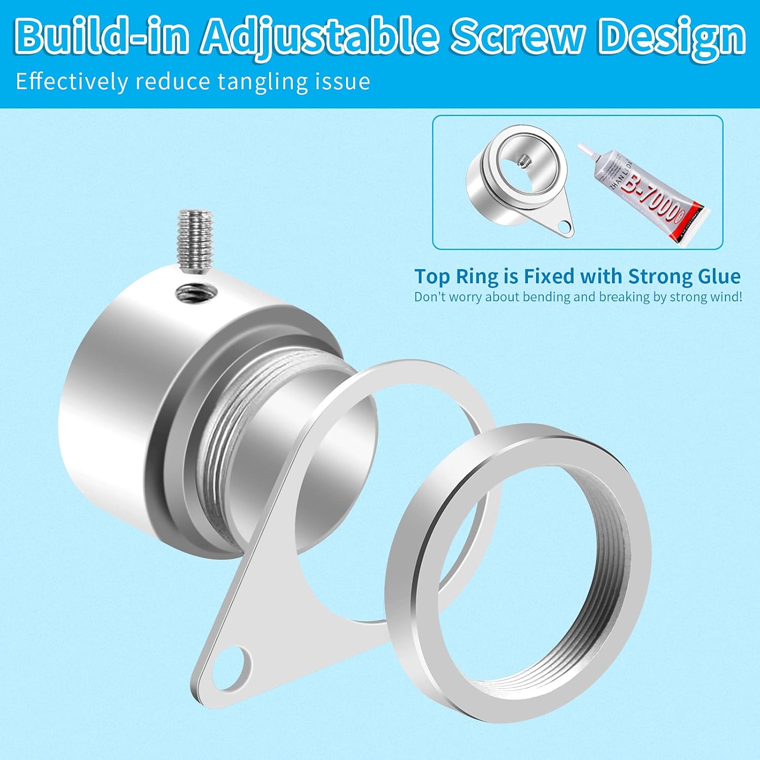 REERON 1" Flag Pole Rings Clips 360° Rotating Flagpole Swivels Clips Flag Mounting Rings - Aluminum Alloy Anti Furling Flagpole Rings Flag Parts Kit for 0.75-1.02 Inch Diameter Pole (Silver - 2PCS) : Patio, Lawn & Garden