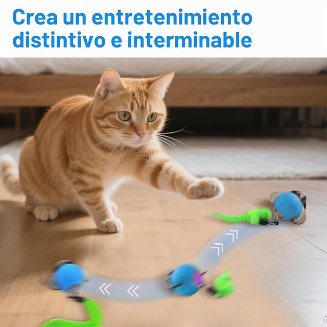Foto 2 de 7 de Juguete Interactivo Pelota para Gatos,2025 Nuevo Luciérnaga Speedy Tail 2.0 Juguete Eléctrico Pelota con Cola…