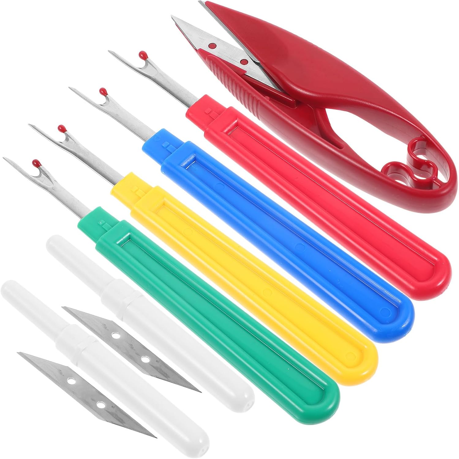Gatuida 9pcs Sewing Seam Ripper Set with Scissors Portable Embroidery Removal Tools Needle Puller for Sewing Crafting and DIY Thread Cutting