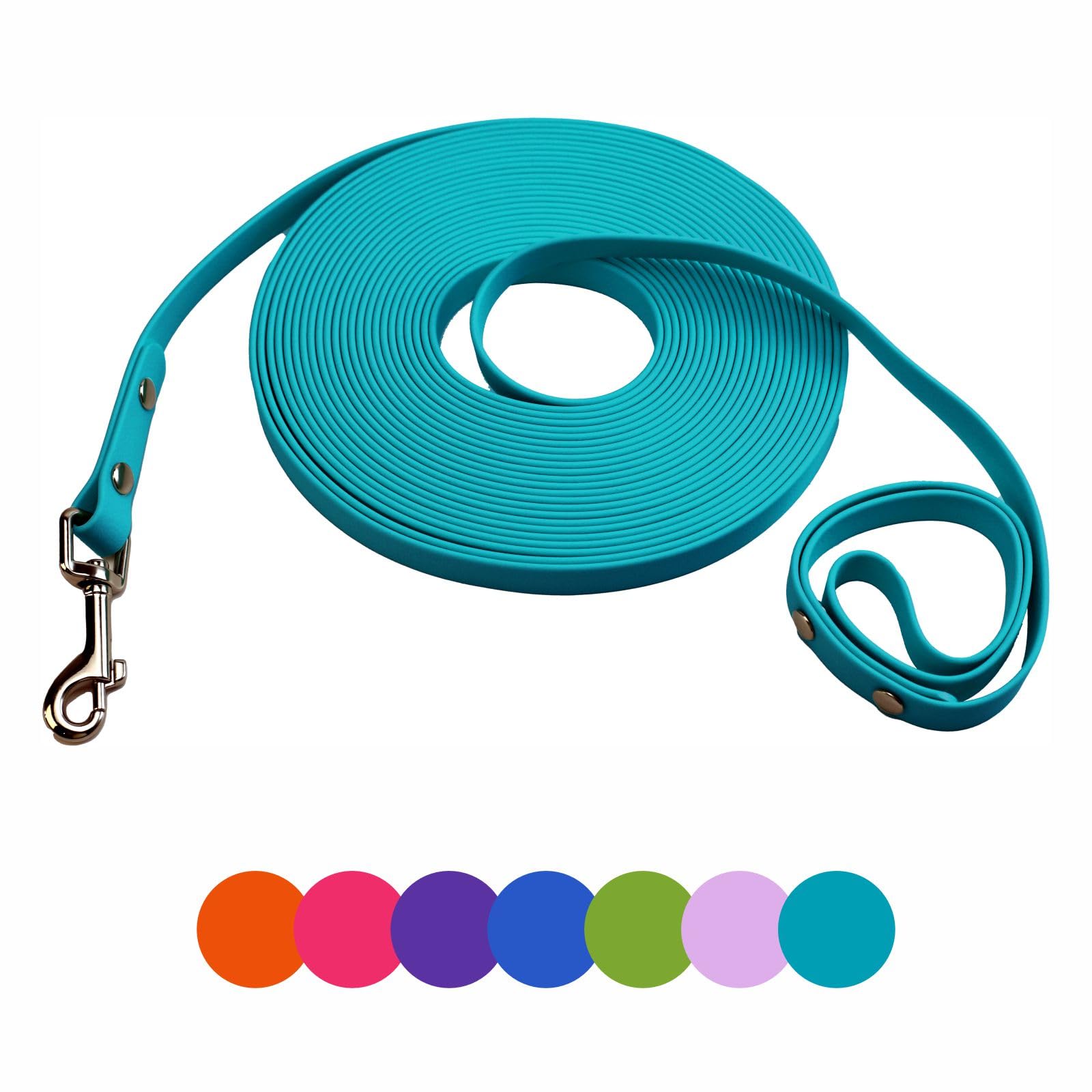 Dog Training Leash, Waterproof Long Dog Leash, Easy to Clean Long Line 6FT 10FT 15FT 30FT 50FT for Small, Medium, Large Dogs(Lake Blue, 6FT)