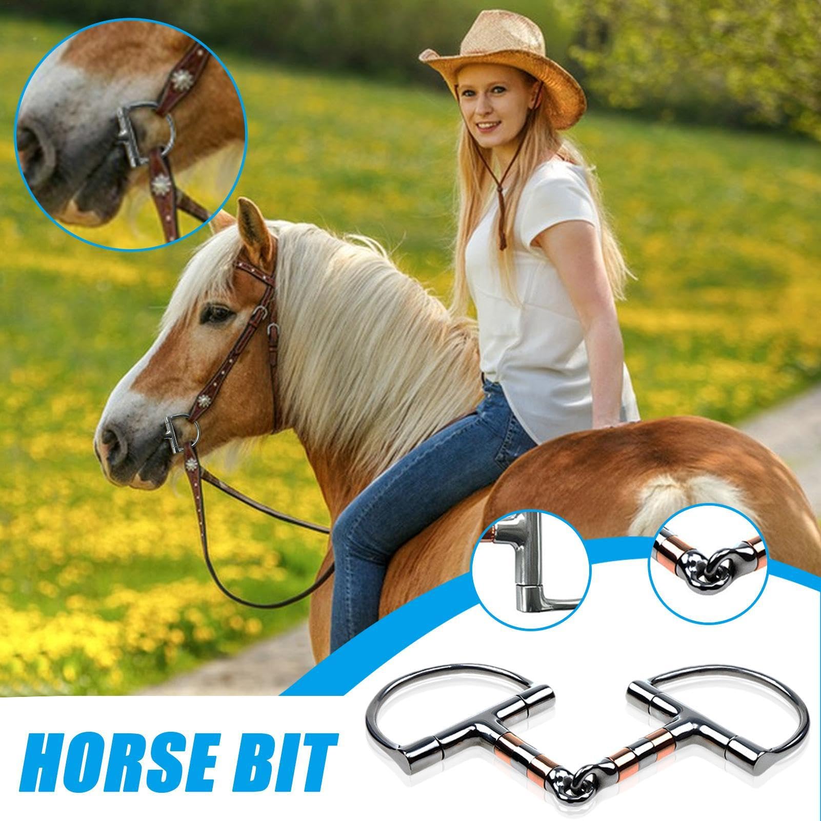 D Punta de pico de caballo de acero inoxidable, taladro de boca de cobre con una articulación, punta de pico profesional en D para entrenamiento y conducción
