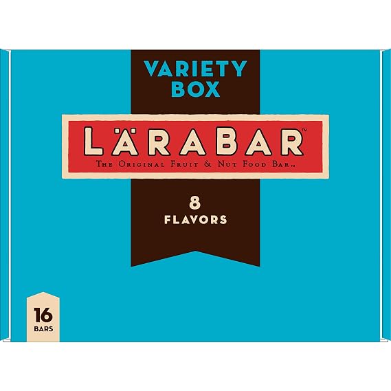 Larabar Gluten Free Snack Bars Variety Box, Vegan, 8 Flavors, 1.7oz, 16ct & Gluten Free Bar, Blueberry Muffin, 1.6 Ounce (Pack of 16)