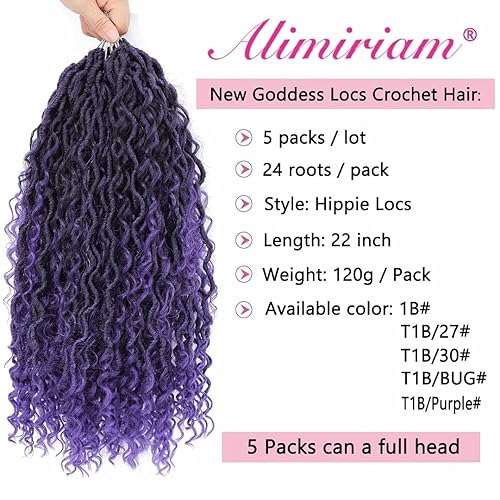 Miniatura 3 de Purple Goddess Locs - Cabello de ganchillo para mujeres negras, 22 pulgadas, 120 hebras de cabello de río de río estilo bohemio, pelo largo bohemio