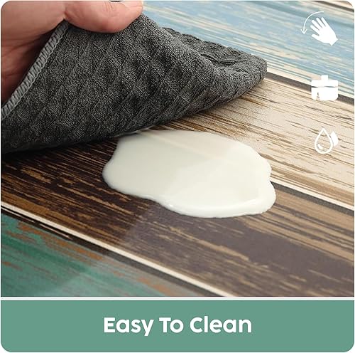 Miniatura 10 de MAYHMYO Juego de 2 alfombrillas de cocina antifatiga, diseño azul, cómodas, acolchadas y antideslizantes