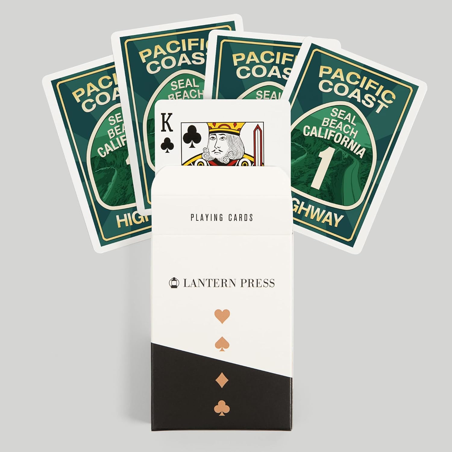 Lantern Press Highway 1, California, Seal Beach, Pacific Coast Highway Sign, 52 Playing Cards for Adults, Poker Size Card Deck