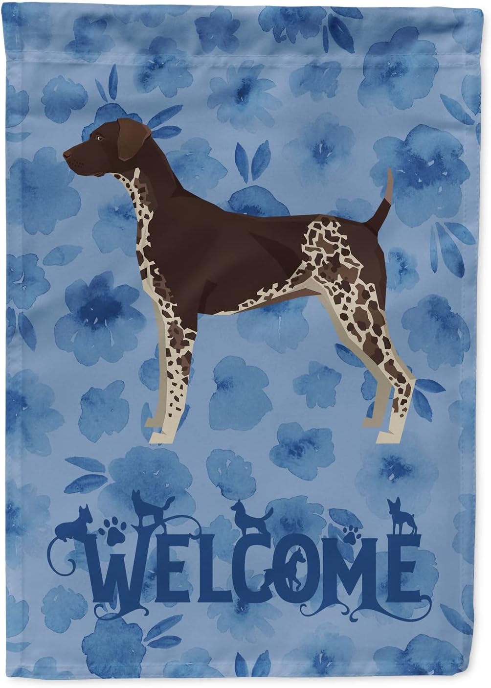 Caroline's Treasures CK6245CHF German Shorthaired Pointer Welcome House Flag Large Porch Sleeve Pole Decorative Outside Yard Banner Artwork Wall Hanging, Polyester, House Size, Multicolor