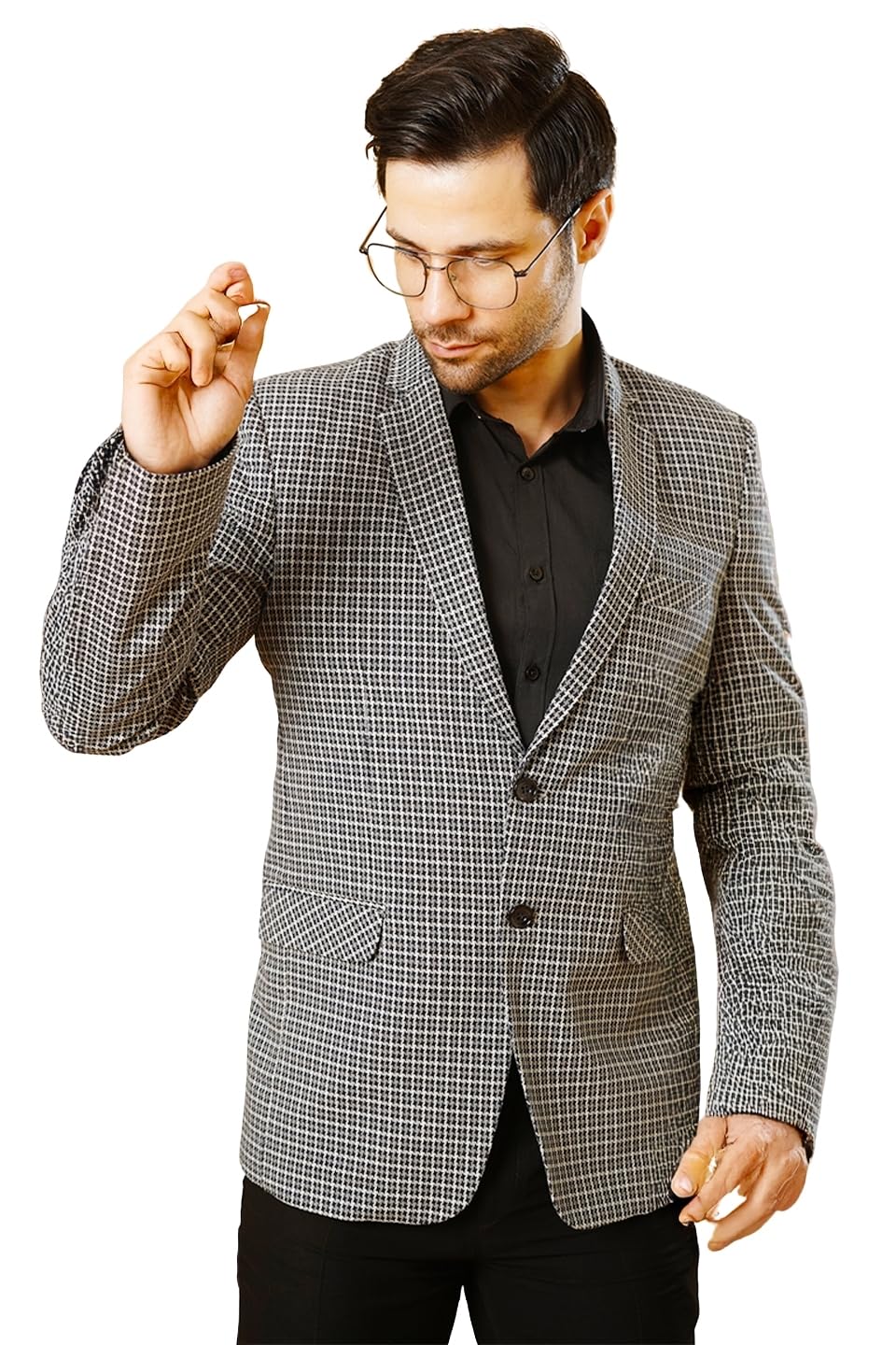 wintage Men's Tweed Black Blazer-picture-20