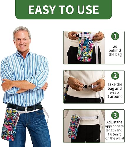 Miniatura 5 de Funda para tubo de nefrostomía y bolsa de drenaje con correa ajustable para la cintura y cubierta de tubo de catéter para nefrostomía (azul y rosa)