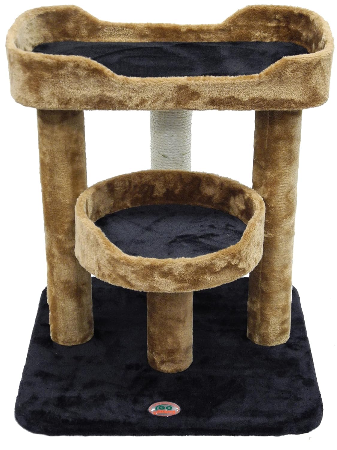 Go Pet Club - 23" Cat Tree Kitty Condo - Small Cat Tree with Two Elevated Perch Beds & Large Base - Cat Condos for Indoor Cats - Black/Brown
