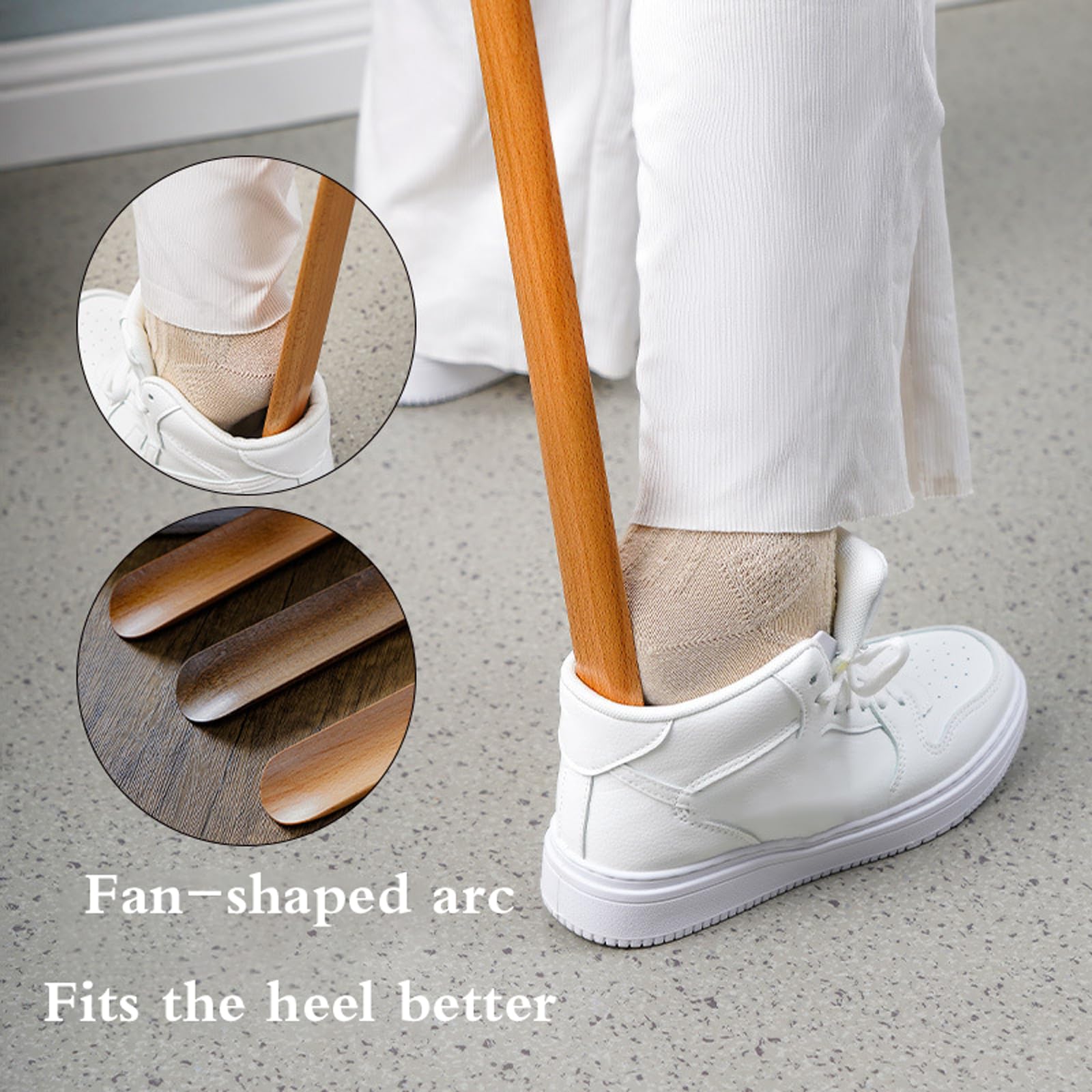 Levantador magnético de zapatos de mango largo y calzador de madera, cuchara resistente para zapatos perezosos para hombres, mujeres, niños y ancianos, fácil de usar, perfecto para el calzado diario