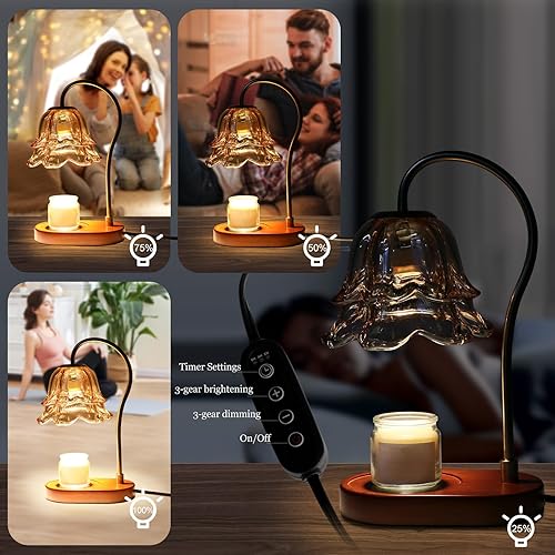 Miniatura 6 de Anoredo Lámparas calentadoras de velas con temporizador, atenuador y 2 bombillas, quemador eléctrico de velas para velas en frascos, lámpara de