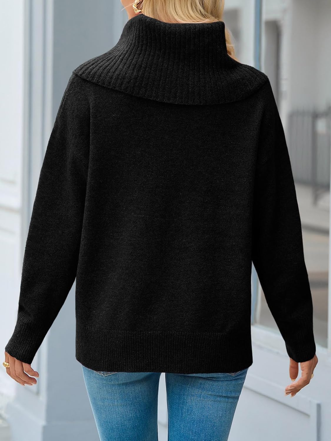Saodimallsu Womens Turtleneck Sweaters Long Sleeve Casual Soft Knit Loose Fit Basic Fall Pullover Sweater Tops - Image 5
