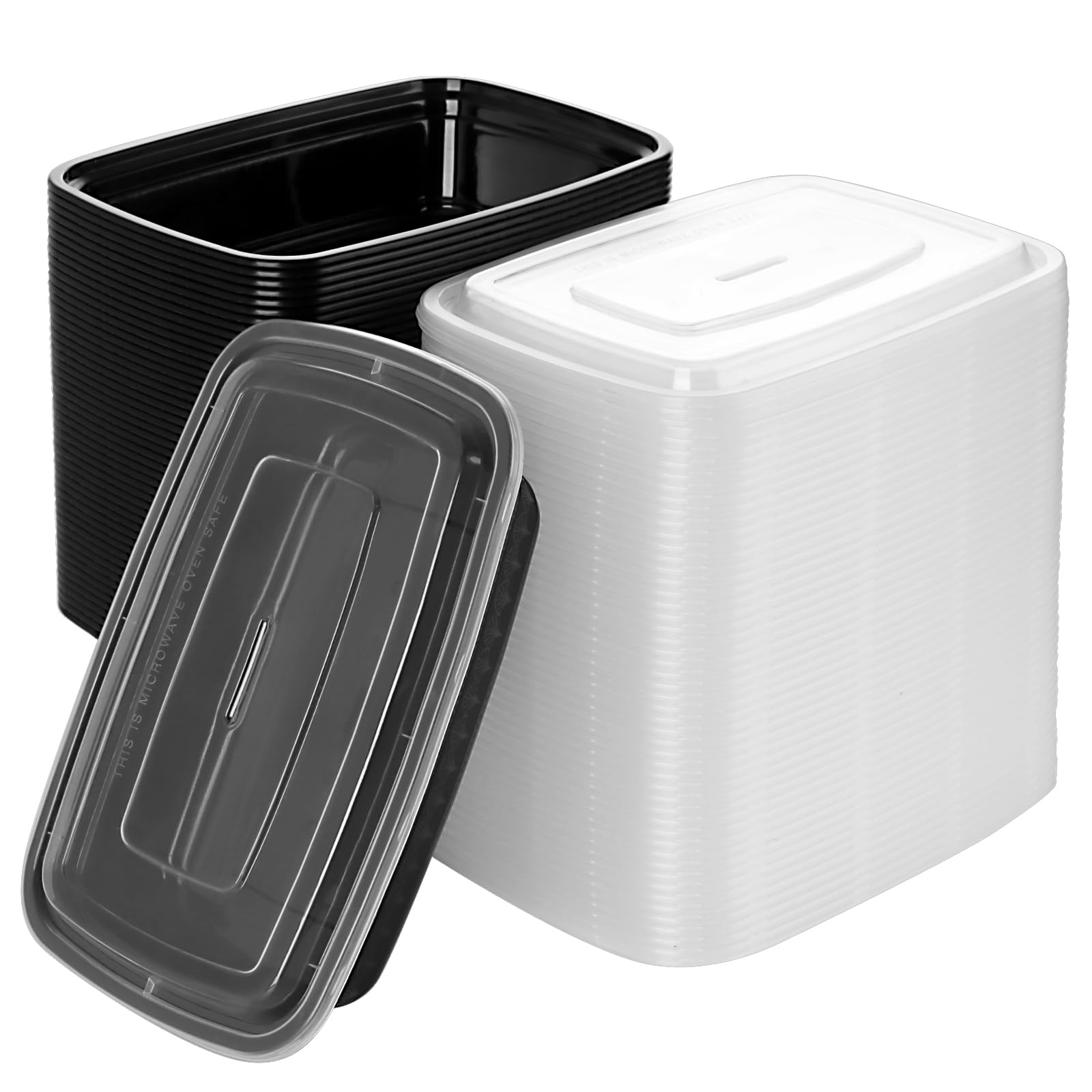 Sinjeun Black 50 Pcs 1000 Ml Meal Prep Containers With Lid, 1 Compartment Food Containers, Rectangular Salad Food Packages Containers For Microwave, Freezers