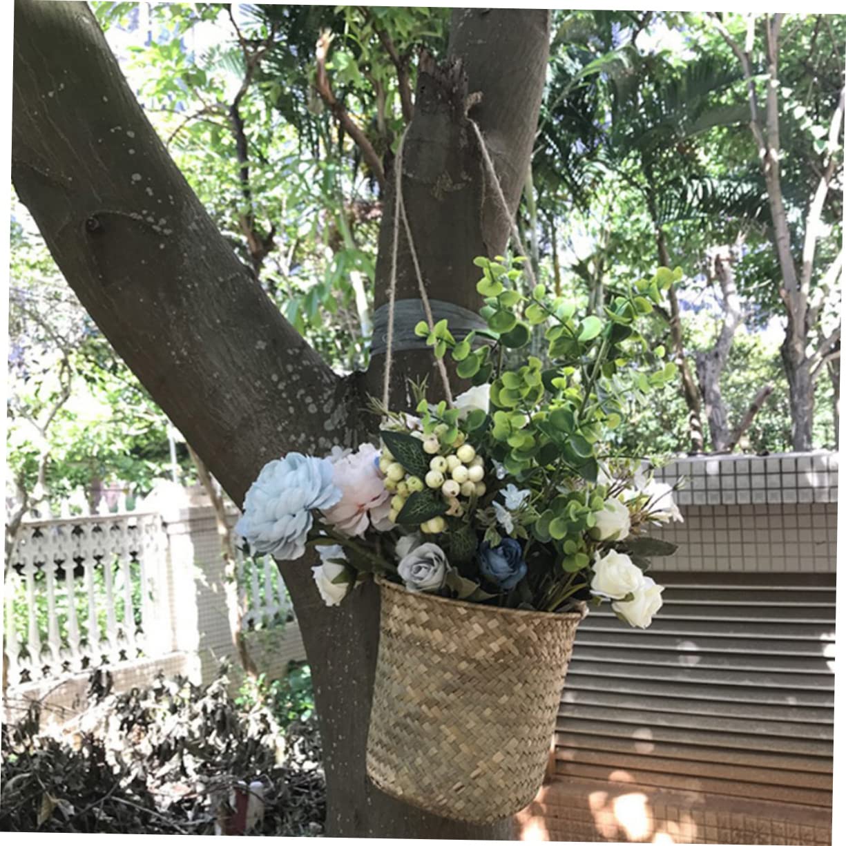 ABOOFAN 9 Pz Cesto Di Fiori in Tessuto Decorazione Da Appendere Alla Parete in Macramè Portapiante Da Esterno Decorazione Esterna Fioriera Da Parete Vimini Artigianato All'aperto Cannuccia
