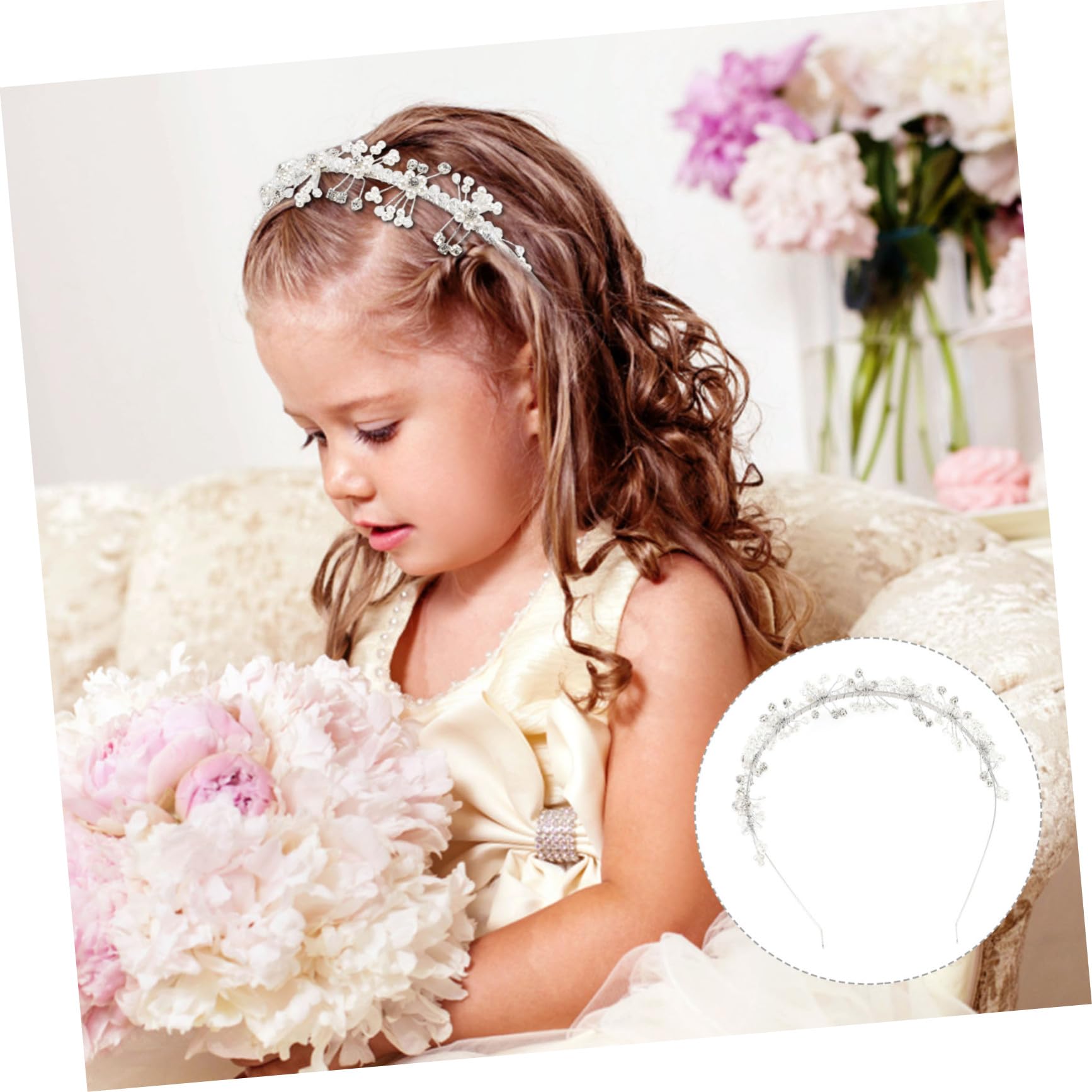 VICASKY 5 Pezzi Cerchietto per con e Fascia per Accessorio Sposa Versatile e per Feste e Matrimoni