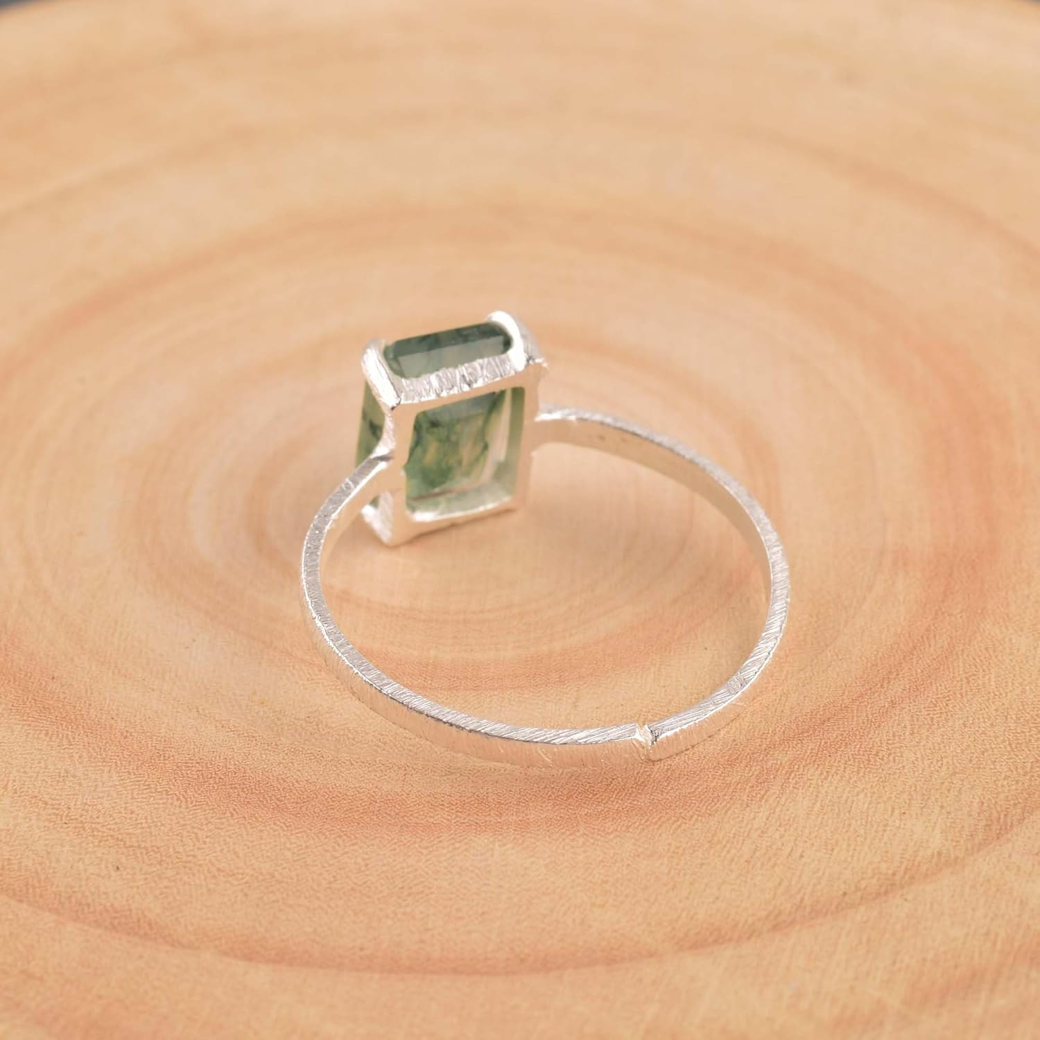 Natural Moss Agate Crystals Rings, Cabochon Gemstone, Energy Healing Crystals, Birthday, Gift for Her, Gemstone Jewelry for Women AAA+ Quality