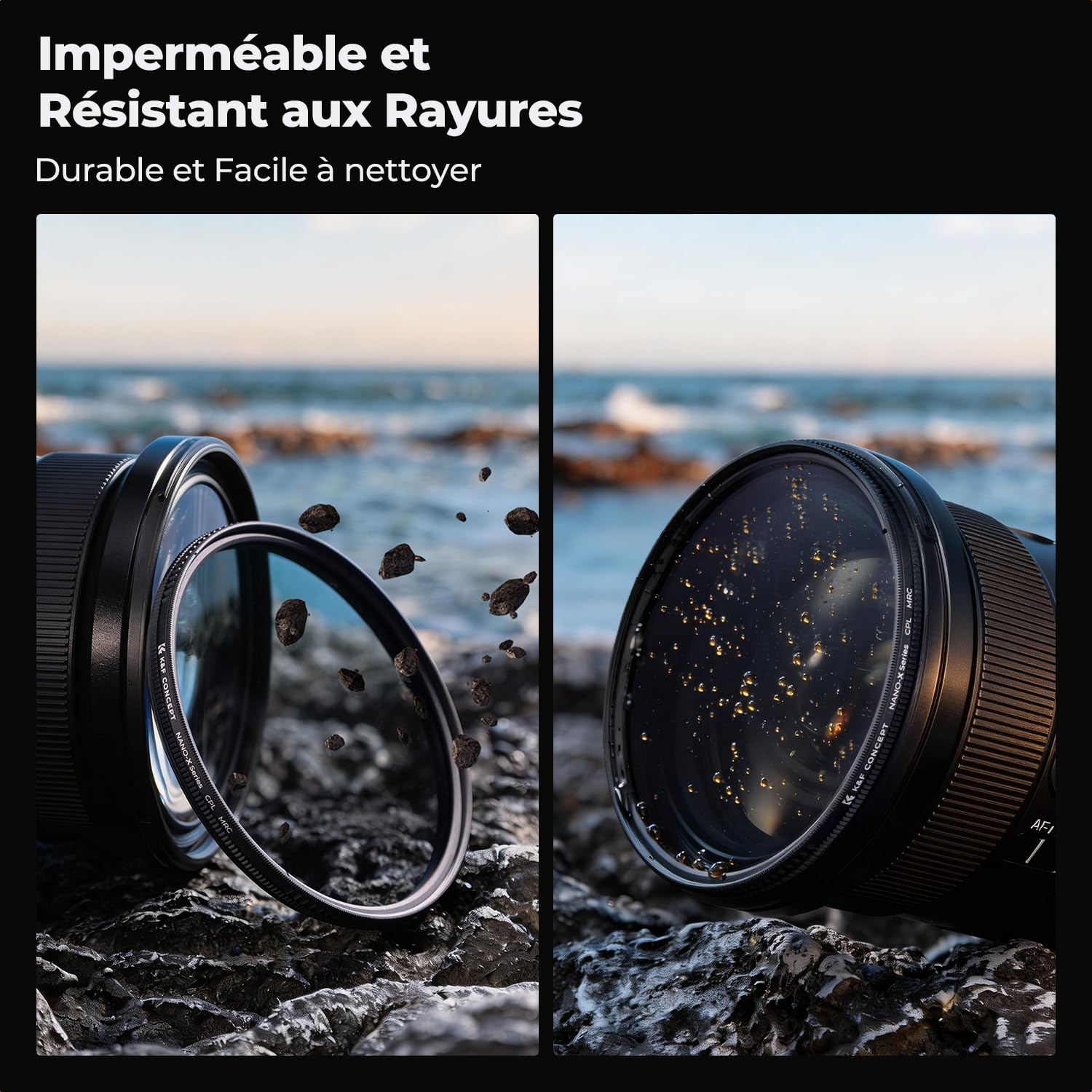 K&F CONCEPT Filtre Polarisant CPL 77mm HD Nano-X Série Étanche Anti-Rayures Nano revêtement