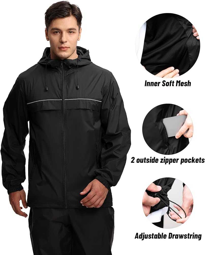 SWISSWELL Mens Waterproof Windbreaker Rain Jacket Lightweight