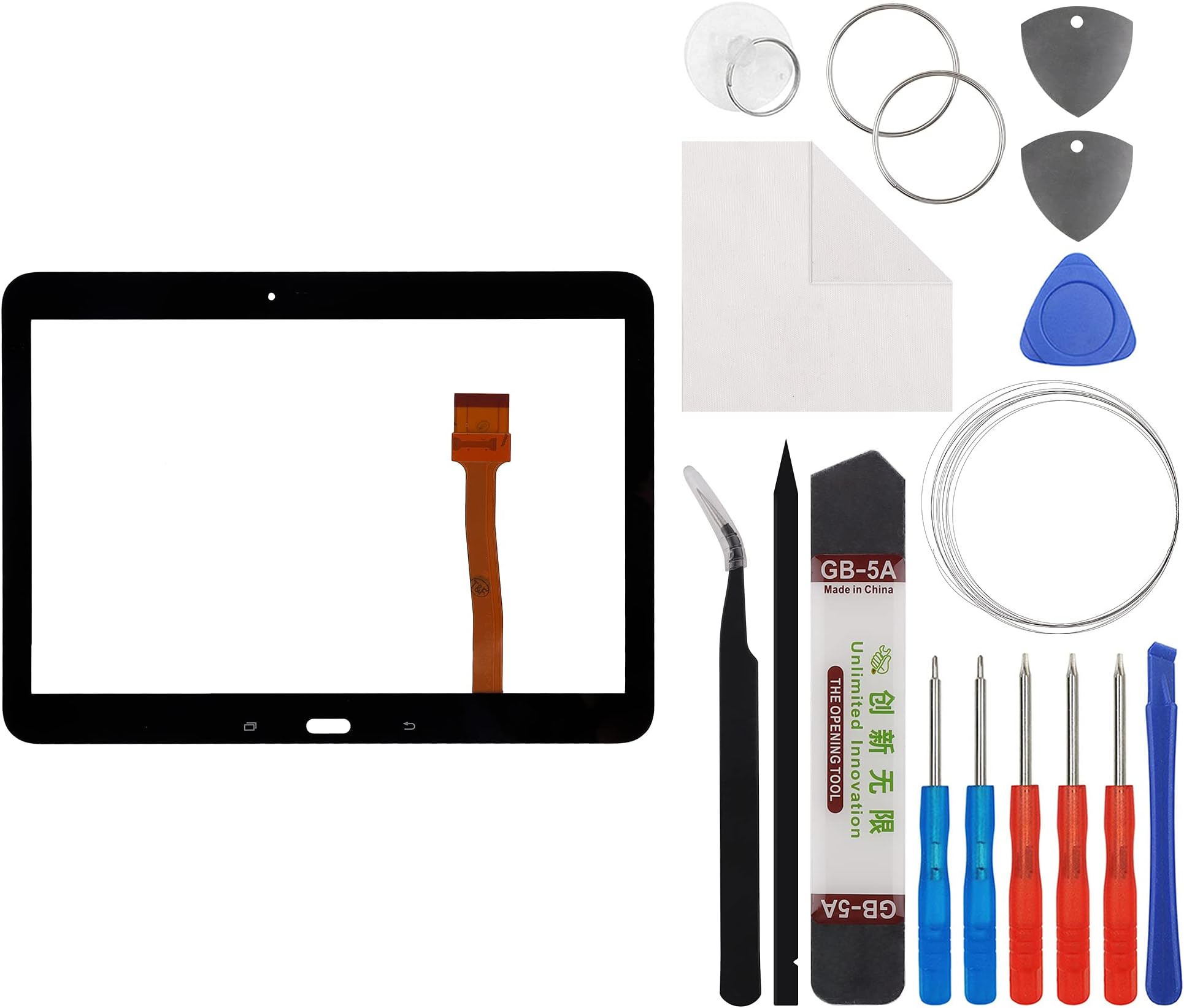 E-yiiviil Front Glass Outer Screen Lens Replacement Compatible with Samsung Galaxy Tab 4 SM-T530 10.1 inch with Tools(No Display and Touch digitizer)