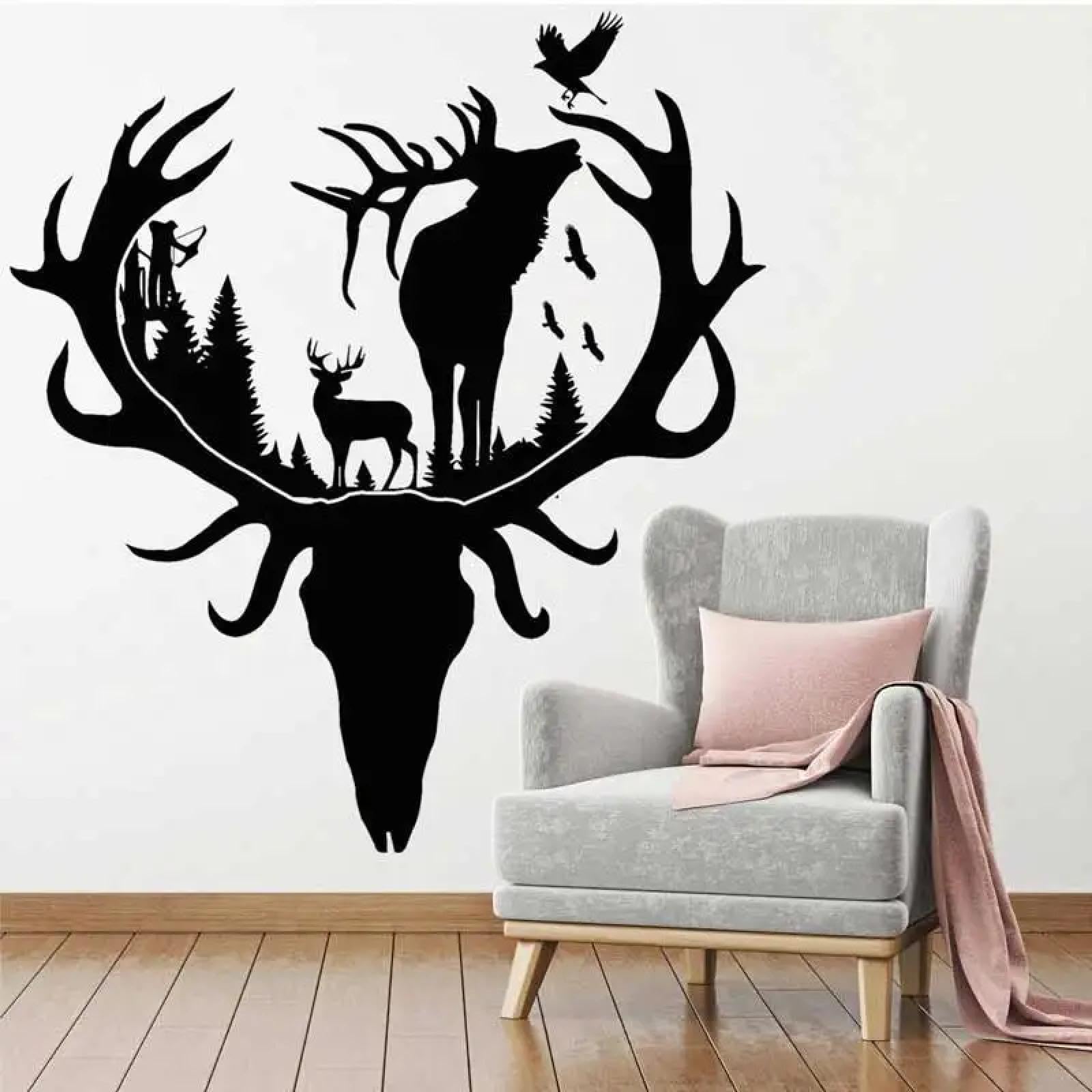 YOUOUSI Animals, elk, Eagle, Bird, Forest Adventure, Holiday Home, Deer Head, Hunting Enthusiasts, Dressing up, Living Room, Vinyl wall Art Decals