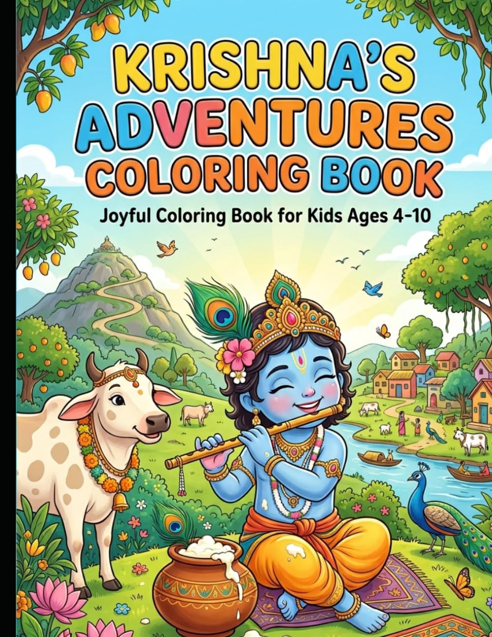 Krishna's Adventures Coloring Book: 15 Stories, Coloring Pages & Life Lessons