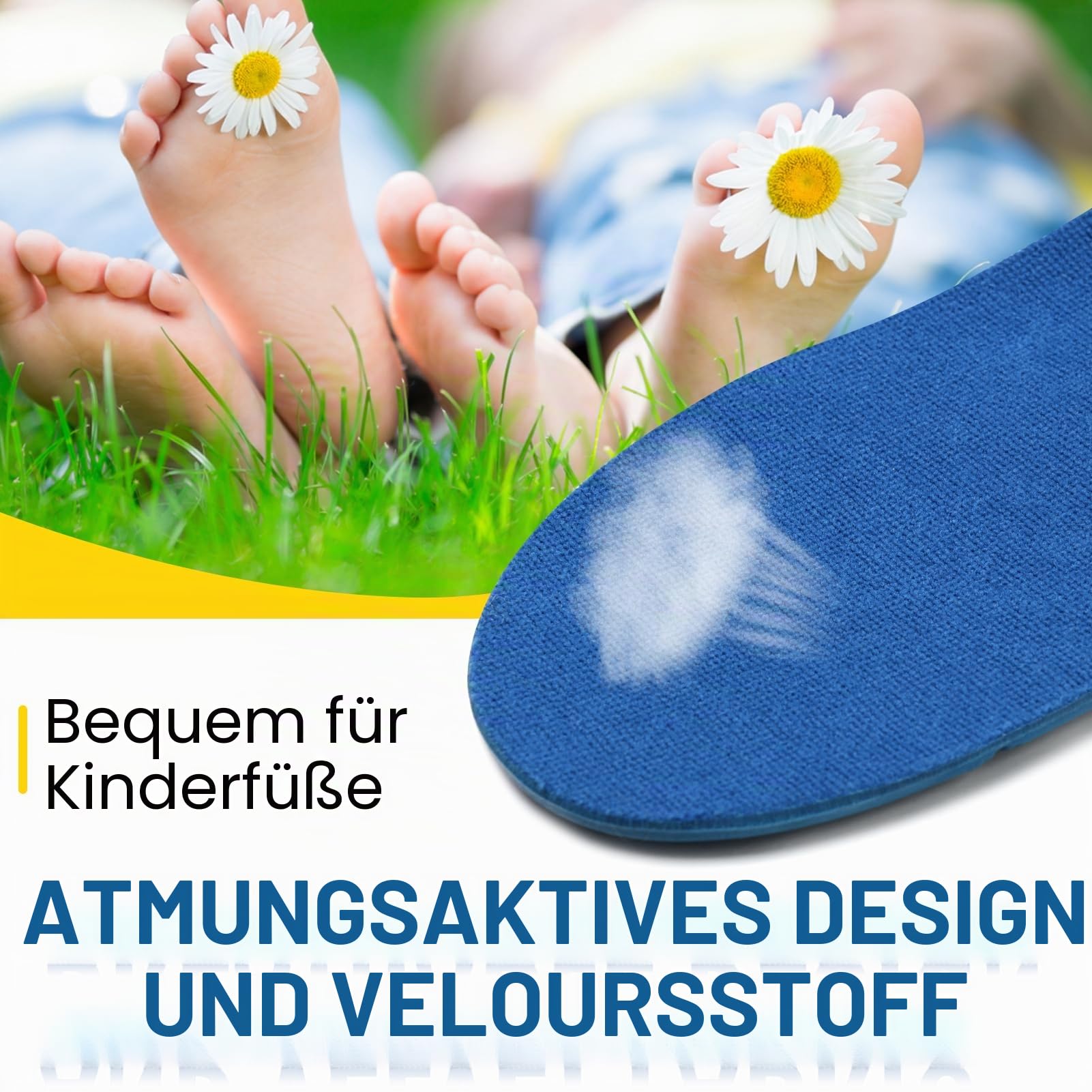 Ailaka Orthopädische Einlegesohlen Kinder, Orthopädische Schuheinlagen Kinder für Plattfüße,Fersensporn,Plantar Fasziitis,Metatarsalgie Blau
