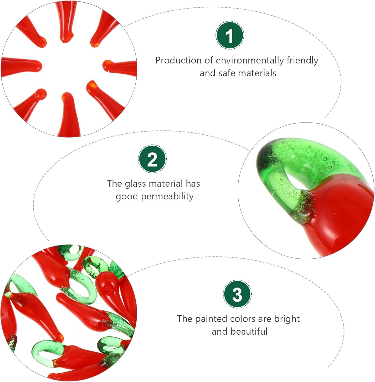 ARTIBETTER 100pcs Chili Pepper Charm Beads Vegetable Charms Glass Jewelry Charm for DIY Necklace Bracelet Keychain Jewelry Making - Image 3