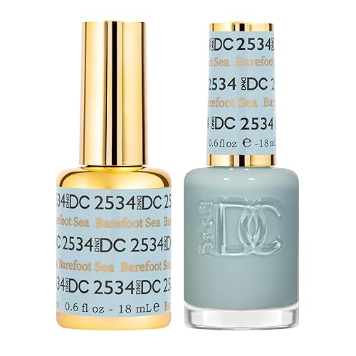 DND - Juego de esmaltes de gel, 1 esmalte de gel y esmalte de uñas, 2534 Barefoot Sea, 0.5 onzas líquidas