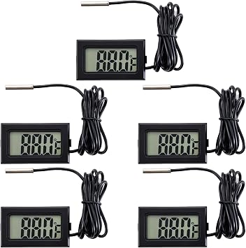 5 قطع من موازين الحرارة الرقمية LCD، درجة الحرارة موازين الحرارة الرقمية LCD للثلاجة، درجة حرارة الماء، مع مجسات، في فهرنهايت.