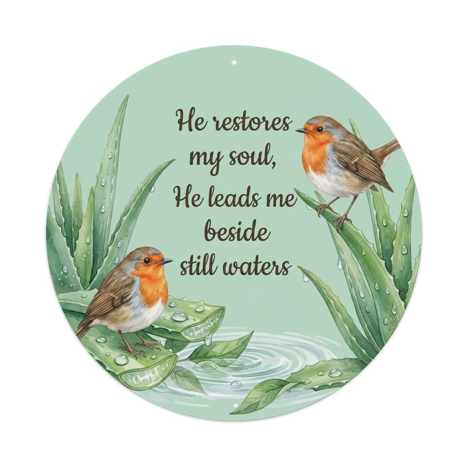 Still Waters Healing Quote European Robin Metal Tin Sign