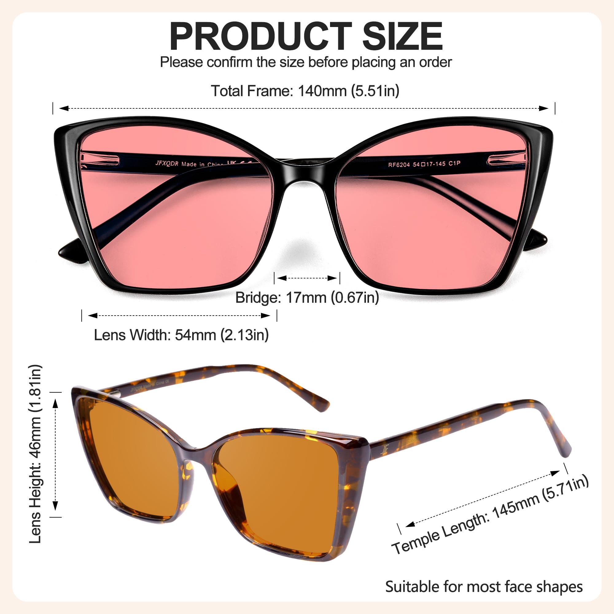 Lunettes Anti Lumière Bleue pour Femmes, Œil de Chat Surdimensionné Tendance, Lunettes de Gaming sur Ordinateur Anti-Reflets & Anti-UV RF6204