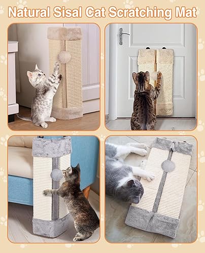 Miniatura 5 de BNOSDM Paquete de 2 rascadores de pared de esquina para gatos, almohadillas para arañazos de mascotas para gatos, tabla de rascar vertical,