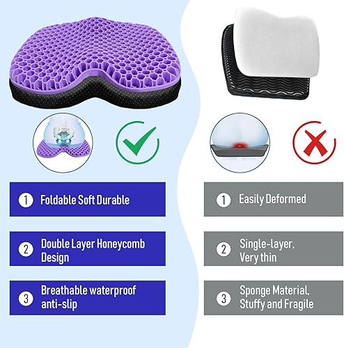Miniatura 23 de Cojín de asiento de kayak, asiento de kayak de gel grueso antideslizante impermeable, almohadilla de goma portátil para remo de canoa para estadio
