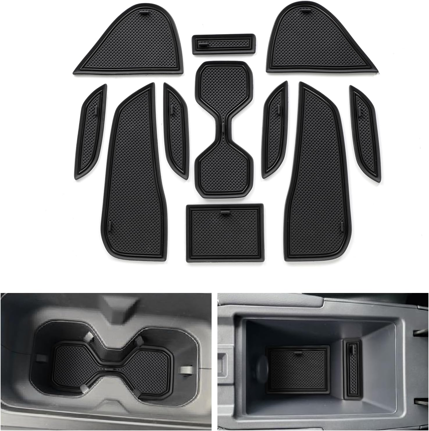 smabee 11PCS Center Console Liner Compatible with Nissan Kicks 2026 2025 2024 Cup Holders Inserts for 2025 Kicks Door Slot Mats Anti-Dust Mats Interior Accessories (Black)