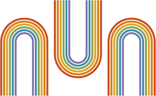 Adhesivo decorativo de vinilo con diseño de rayas retro clásicas, multicolor, vertical e invertido, 20 x 32 pulgadas, diseño de arco iris,