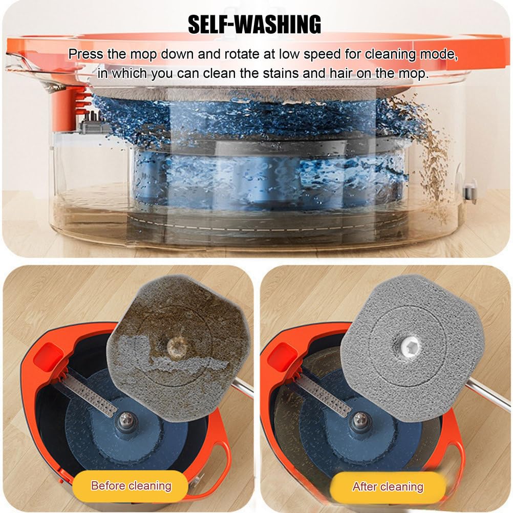Questo Sistema di Secchio e mocio Girevole a 360° con Doppio Scomparto per Acqua Pulita e Sporca, Ideale per la Pulizia Profonda di Pavimenti e pareti, Include 5 Panni in Microfibra.