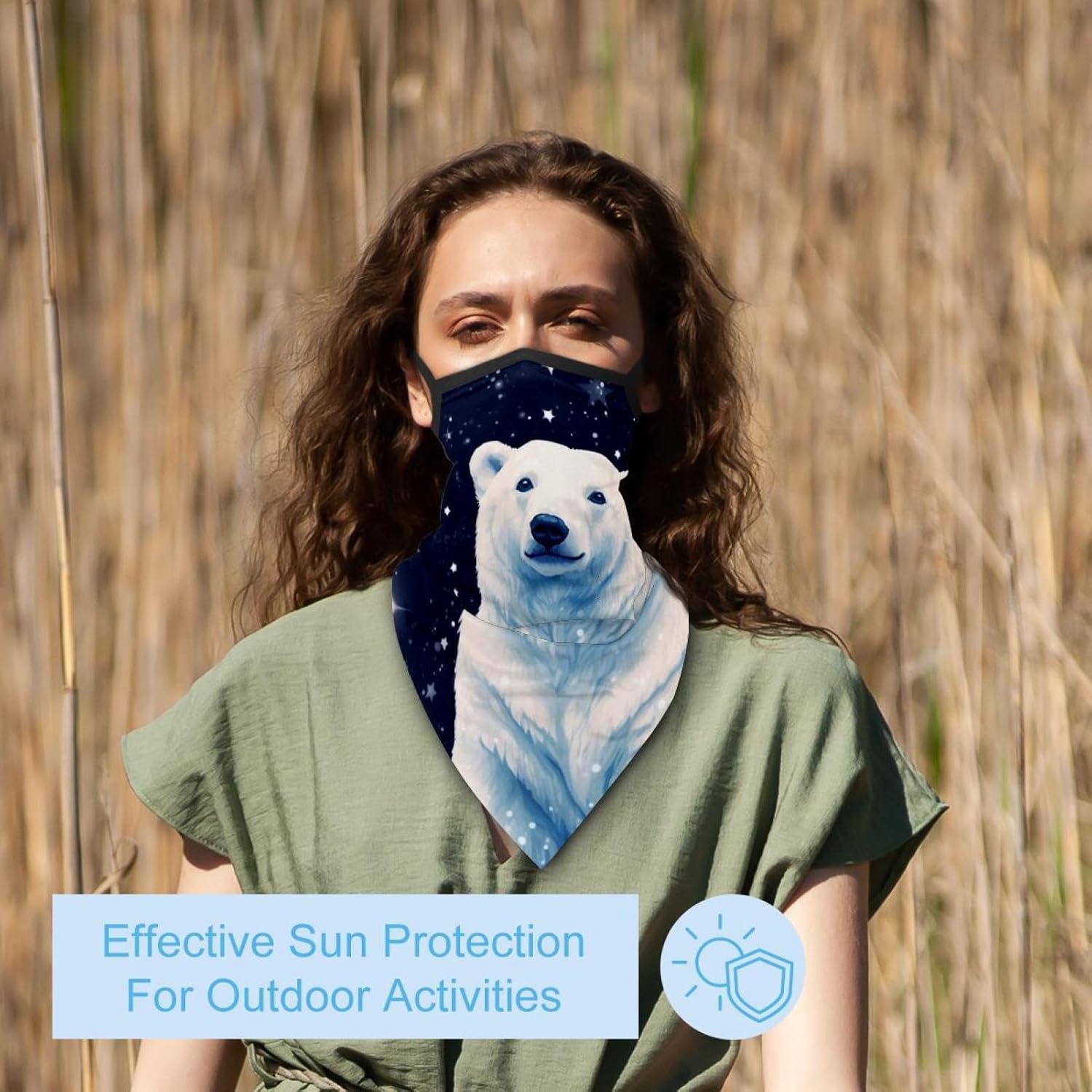 4 Pack Starry Polar Bear Fishing Neck Gaiter - UV Face Mask Sun Protection for Men & Women