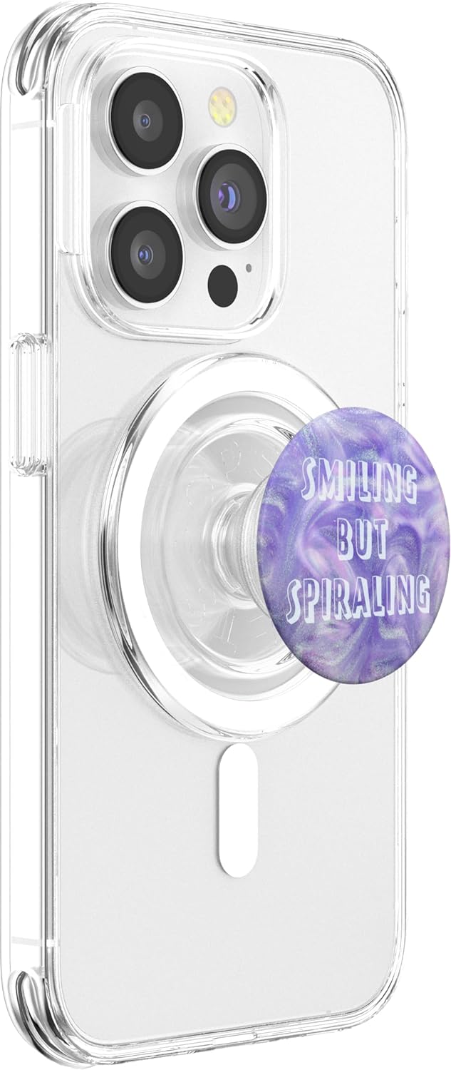 PopSockets Funny Phone Grip - Smiling But Spiraling Purple PopSockets PopGrip for MagSafe