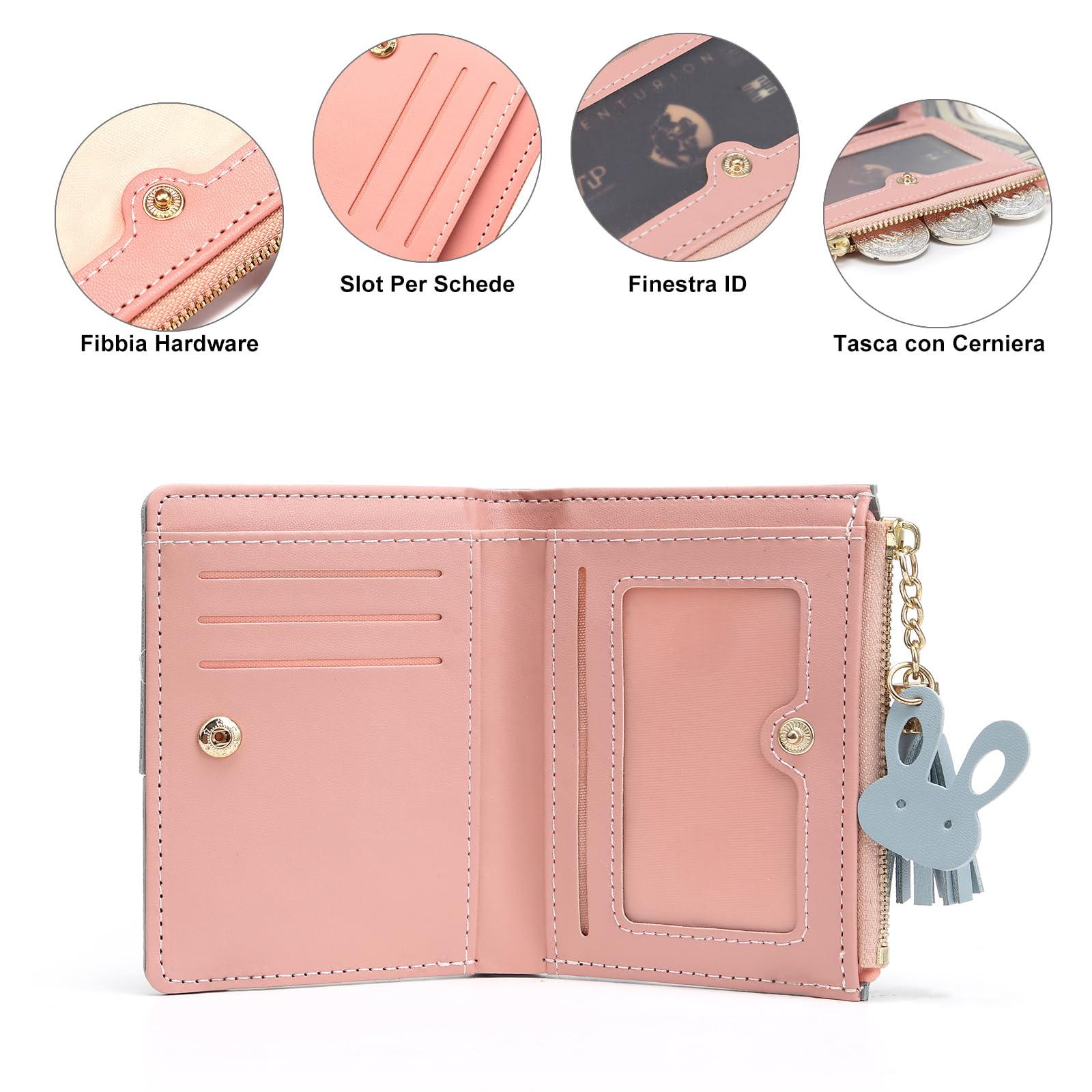 CHAOFANXI Portafoglio Donna in Pelle Sintetica Liscia eMorbida, Piccolo e Corto, in Bellissimi Colori con Cerniera ,Blu