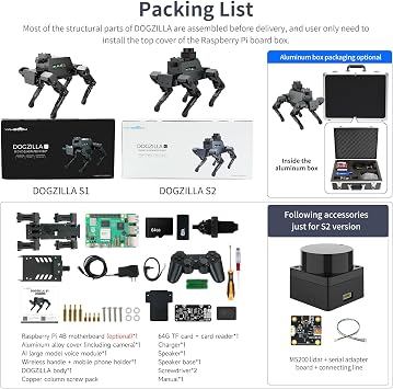 Yahboom ROS2 Robot Dog with RPi 5 AI Model Voice Embodied Intelligence OpenCV Programmable Bionic Quadruped AI Robotic Dog,for Educational Python Programming (DOGZILLA S1 with Pi5-4GB)