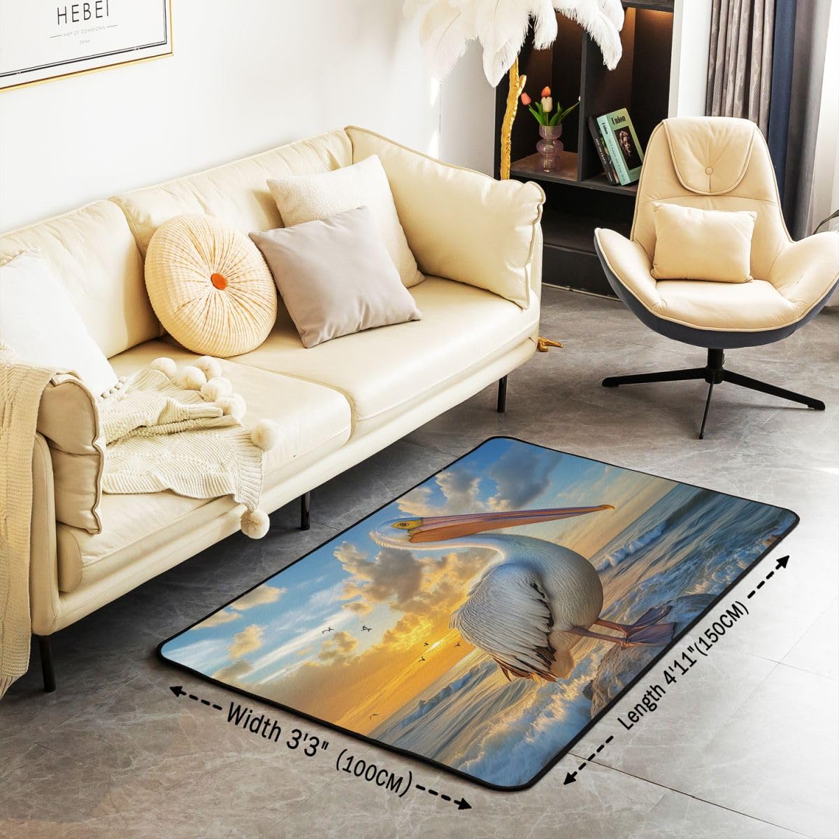 Homewish Tapis Salon 100x150cm Bleu Côte