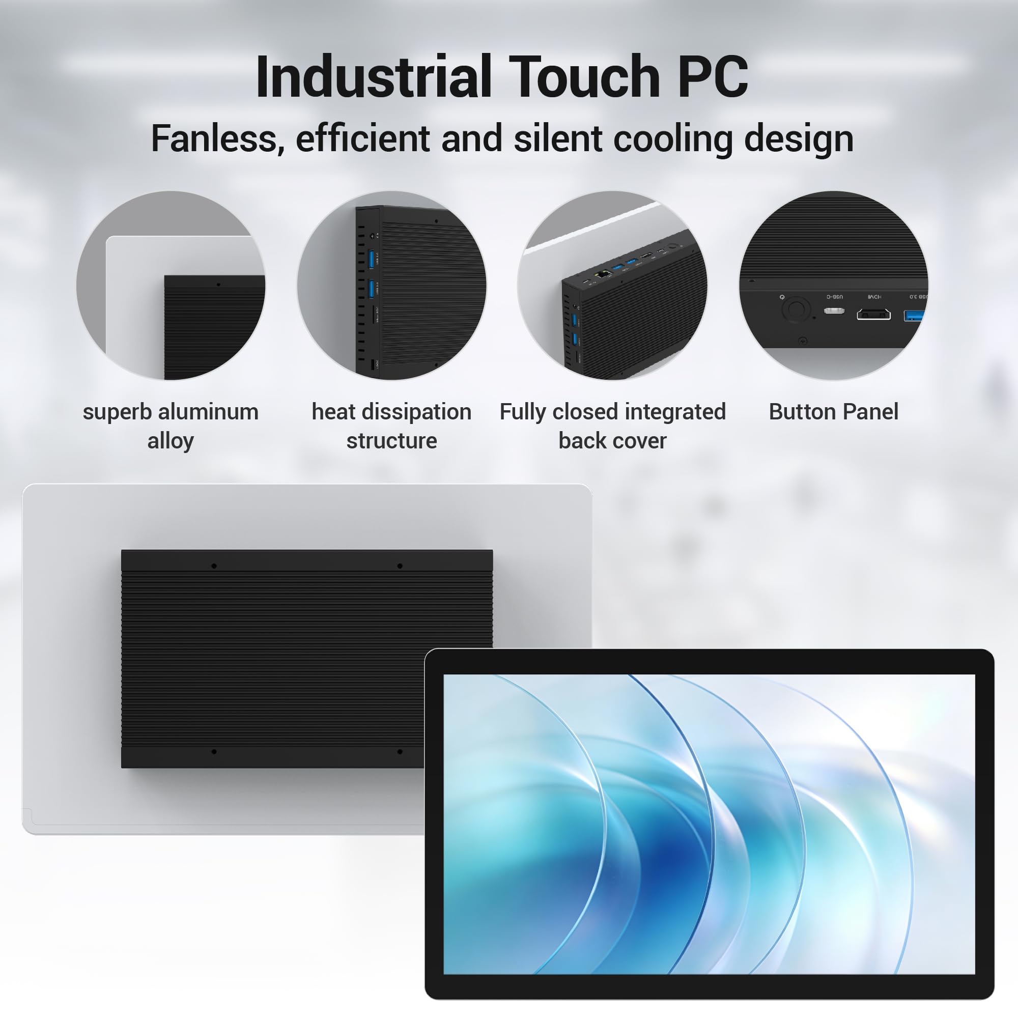 Panel PC todo en una carreraWin11 Pro Industrial Panel Táctil Computer 13.3 pulgadas, N5100, 8GB Ram,128GB Rom, Pantalla táctil PC Embedded PC 1920*1080, Wifi5,0, USB3.0*4, RS232, HDMI2,0, USB Tipo-C