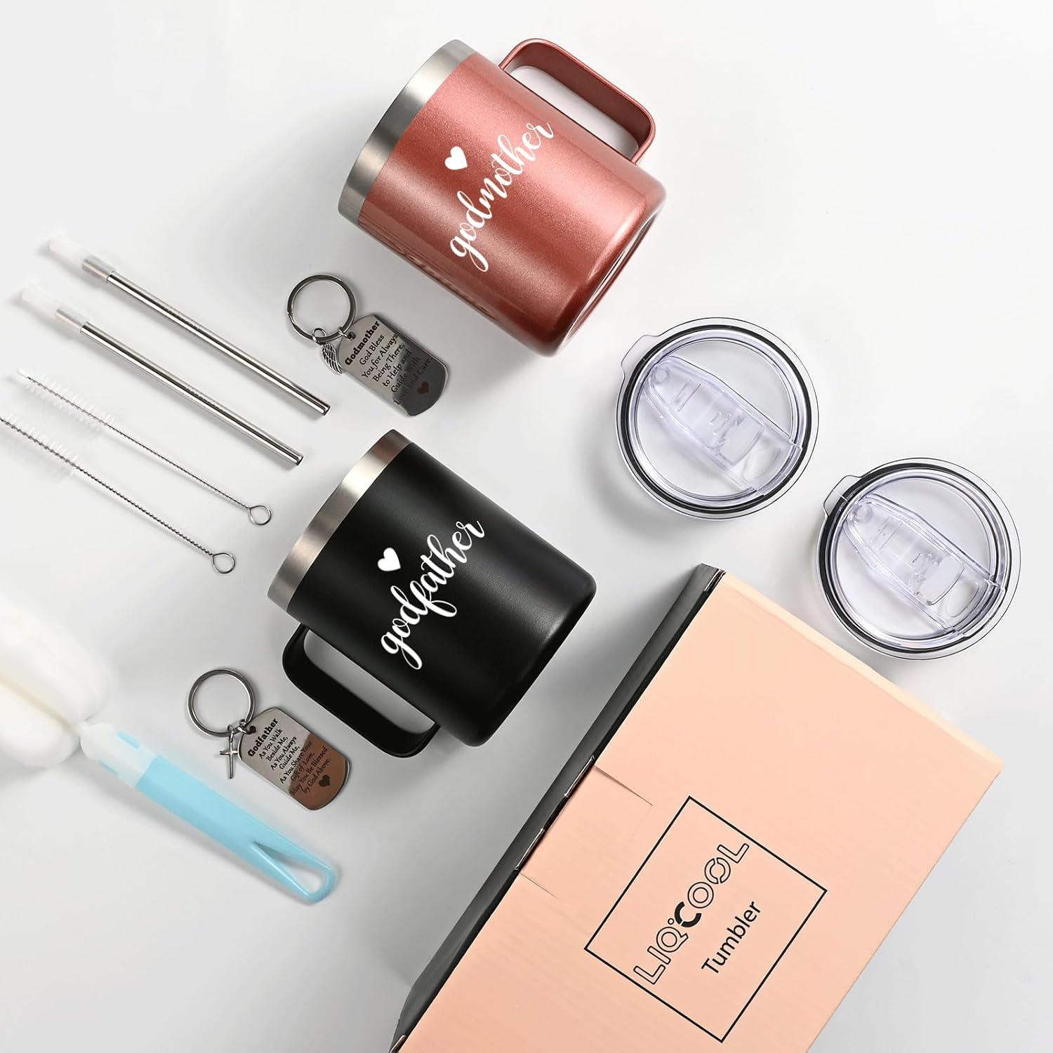 LiqCool Godparents Proposal Gift, Godmother & Godfather Mug Set, God Parents Presents Proposal, Christmas Godparents Gifts from Godchild, Gifts for Godmother Godfather, 12 Oz Black & Rose Gold - Image 7