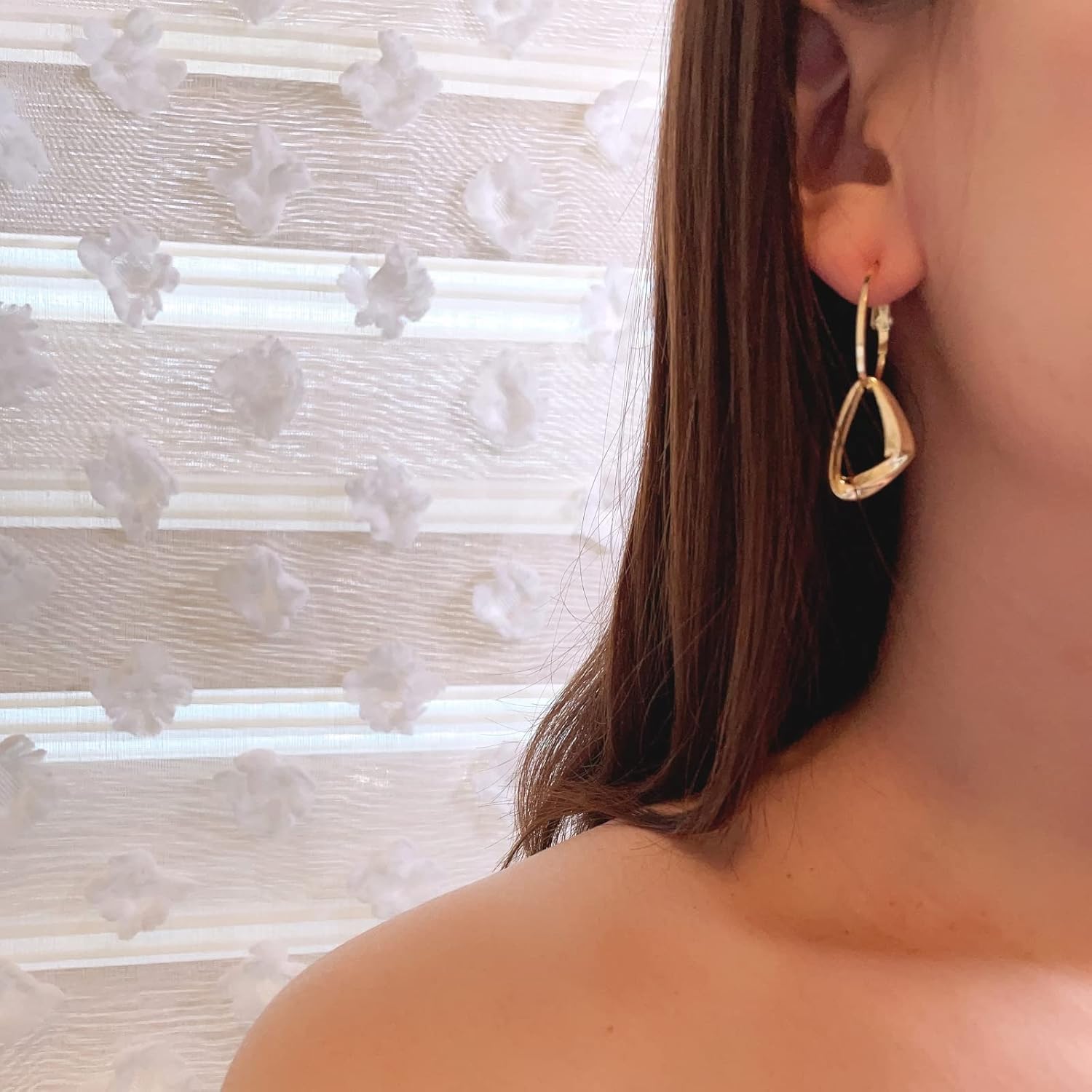 AYNN 925 Sterling Silver Post Gold Plated Geometric Triangle Layered Earrings Jewelry for Women Hypoallergenic - Image 9