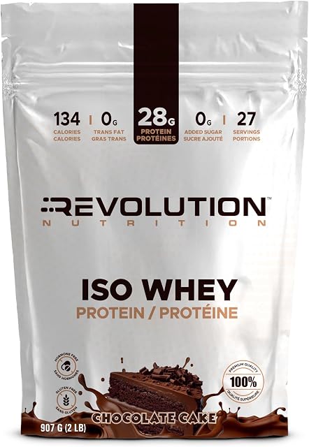 Revolution Nutrition, Iso Whey, Protein Powder 2LB Bag, Premium Formula, Gluten Free, Low Carb, 28g Of Protein Per Scoop, 908g, 27 Servings (Chocolate Cake, 2 Pound Bag)