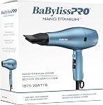 BaBylissPRO Ionique & Sèche-cheveux Nano Titanium haute puissance avec générateur d'ions intégré et 2 Concentrateur Buzzles, 1875 W. Puissance AC moteur