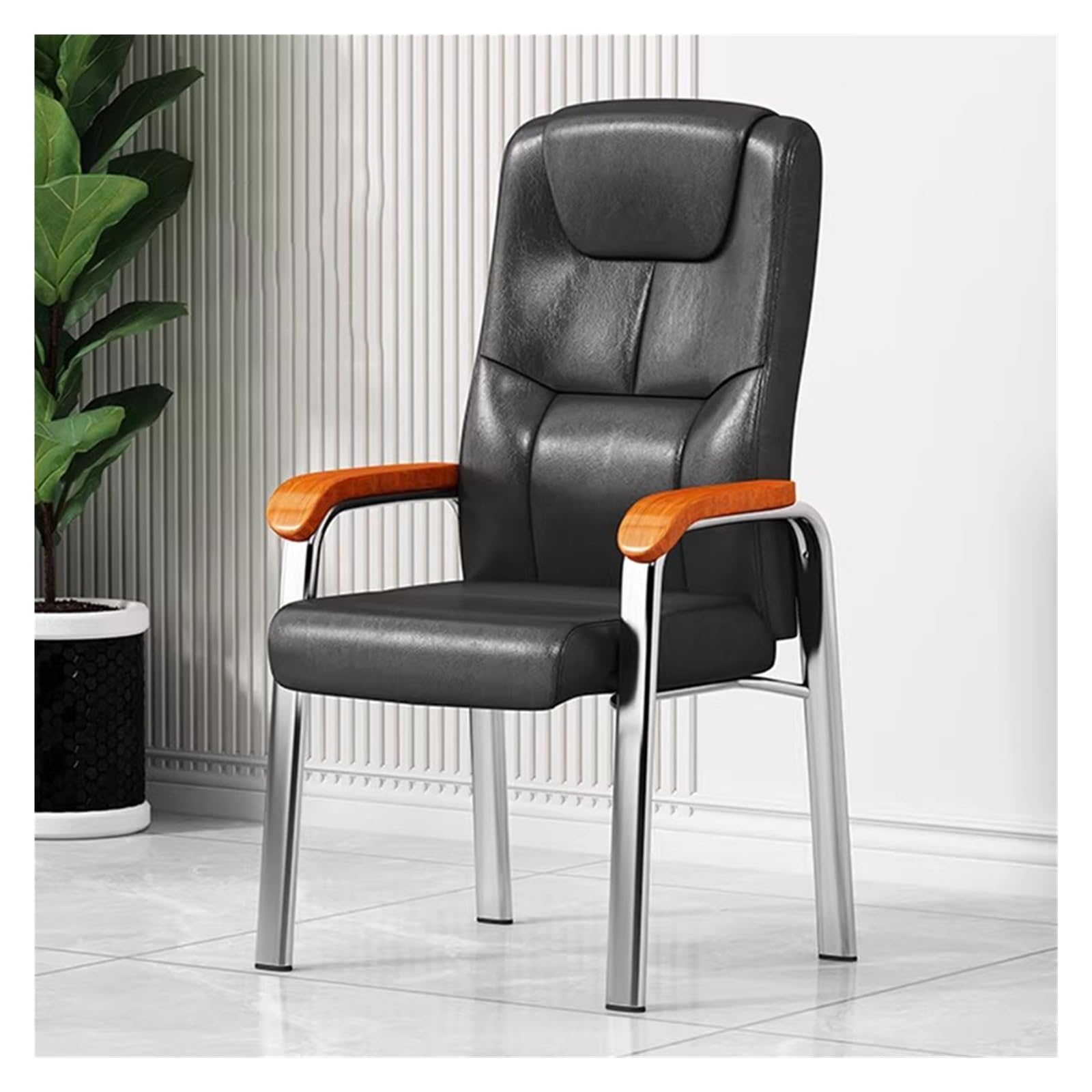 Silla de escritorio ejecutiva ergonómica con soporte lumbar de cuero