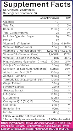 Miniatura 9 de Gomitas de apoyo a la neuropatía sin azúcar para los nervios salud nerviosa mejorada, regeneración, apoyo cognitivo con vitamina B1, B6, B12,