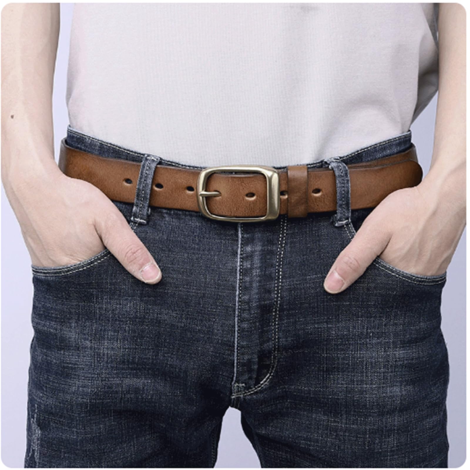 Cinturones Vintage de Cobre cinturón para Hombres sin cinturón de entreplaio Hombres de Piel de Vaca cinturón para Hombres para Hombres Vestidos de Golf Casual cinturón