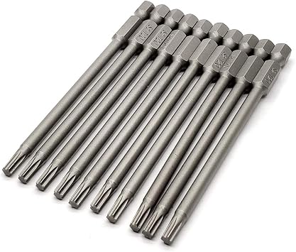 10PCS 4"/100mm T20 Torx Head Screwdriver Bit Set, 1/4 Inch Hex Shank with Quick Release Slot,S2 Steel Magnetic Security Tamper Proof Star 6 Point Screw Driver Kit Tools